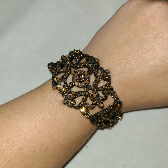 Jewelry - Rhinestone Vintage Inspired Bracelet in Bronze tones.